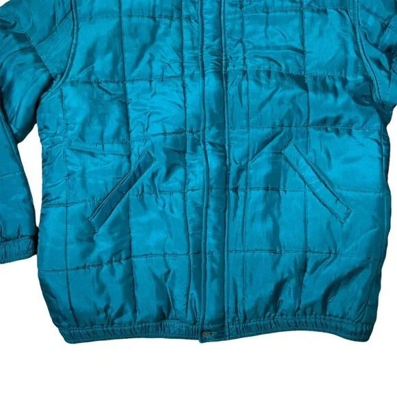 Clio Vintage Teal Quilted Silk Zip Up Jacket - Picture 2 of 6